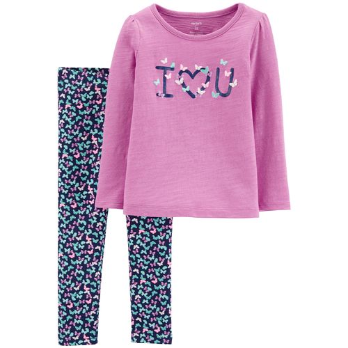Carter's Set 2 piezas Remera manga larga y Calzas Floral "I LOVE YOU"