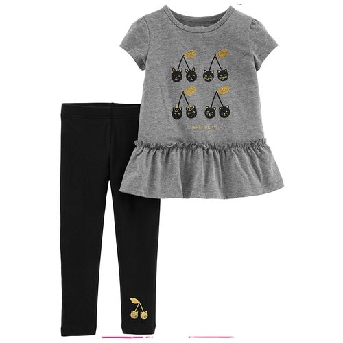 Carter's Set 2 Piezas Remera manga corta y calza "cereza"