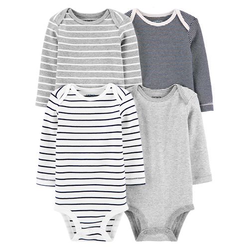 Carter's Pack 4 Bodys manga larga "Rayados"
