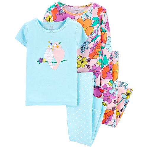 Carter´S Set 4 Piezas Pijama Algodon Floral Pajaros