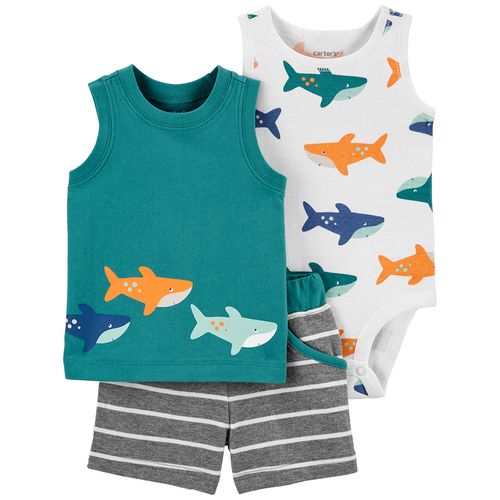 Carter´S Set 3 Piezas Body Remera Short Tiburon