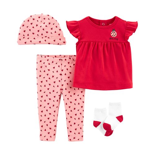 Carter's Set 4 Piezas Remera Manga Corta Gorro Medias Pantalón Vaquita San Antonio