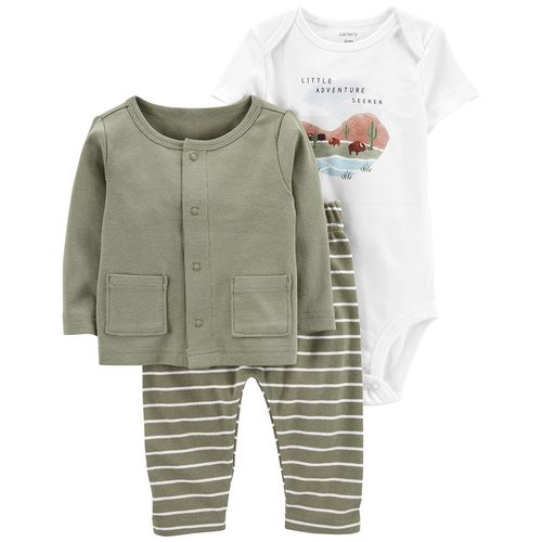 Carter´s Set 3 Piezas Body Mangas Cortas Campera Pantalon