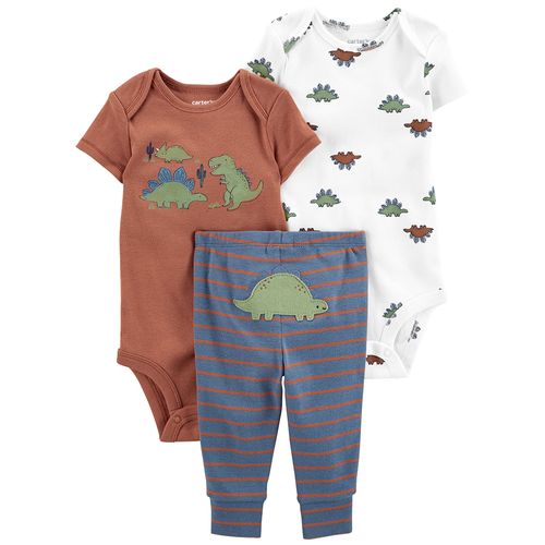 Carter´s Set 3 Piezas Bodies Mangas Cortas Pantalón Dinosaurio