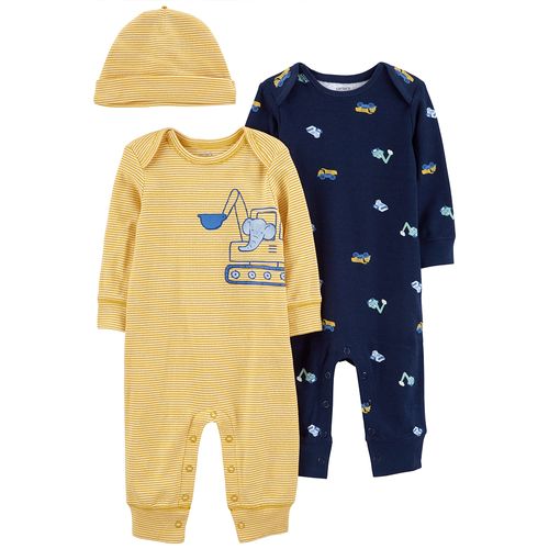 Carters Set 3 Piezas Osito-Pijama Gorro Construccion