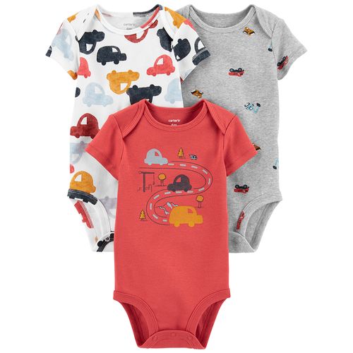 Carters Pack 3 Bodies Mangas Cortas Autitos
