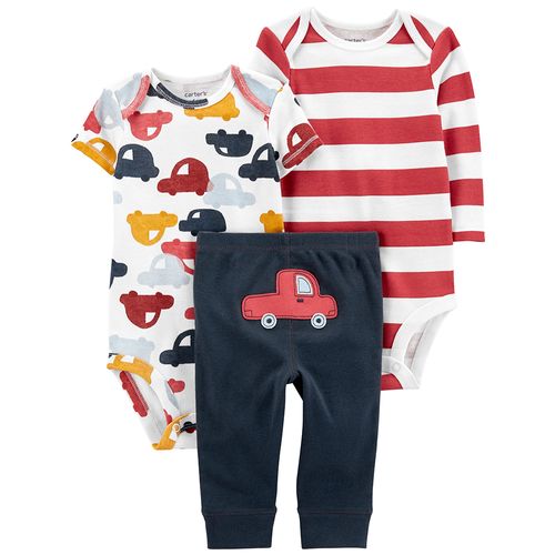 Carters Set 3 Piezas Body Mangas Cortas Body Mangas Largas Pantalon Autitos