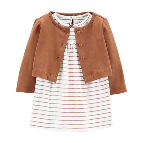 Carter´s Set 2 Piezas Vestido Mangas Cortas Cardigan Rayas