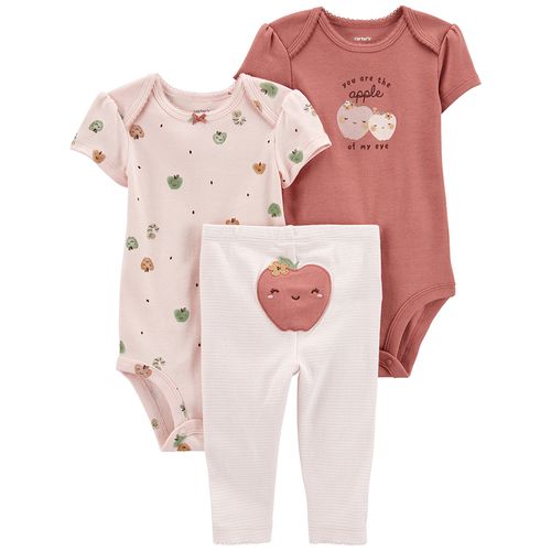 Carter´s Set 3 Piezas Bodies Mangas Cortas Pantalón Manzana
