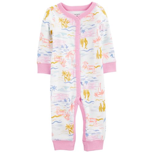 Carter´s Osito-Pijama Algodón Sin Pies con Botones Rosa Tropical