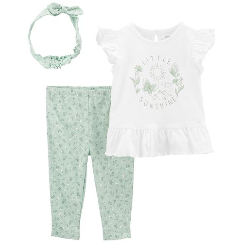 Carter´s Set 3 Piezas Remera Mangas Cortas Vincha Pantalón Little Sunshine