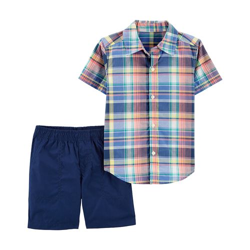 Carter's Set 2 Piezas Camisa Mangas Cortas Short Cuadrille