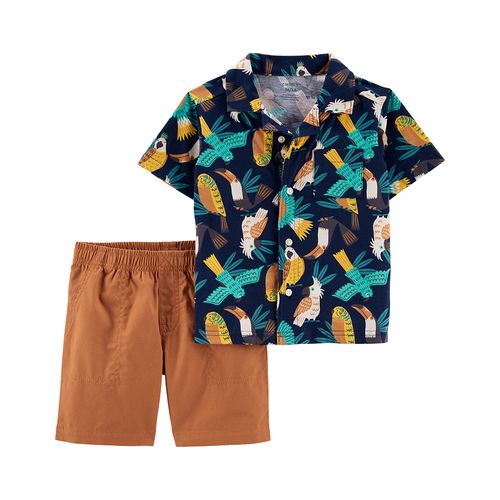 Carter's Set 2 Piezas Camisa Mangas Cortas Short Aves
