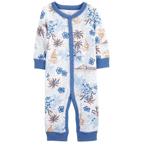 Carter´s Osito-Pijama Algodón Sin Pies con Botones Celeste Tropical