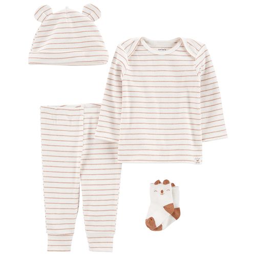 Carter´s Set 4 Piezas Remera Mangas Largas Gorro Medias Pantalón Osito