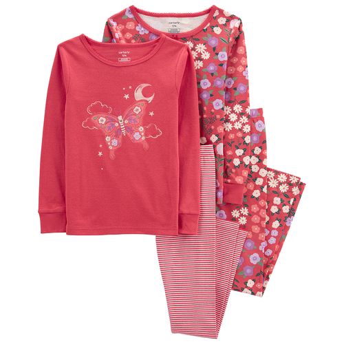 Carter's Set 4 Piezas Pijamas 100% Algodón Mariposas