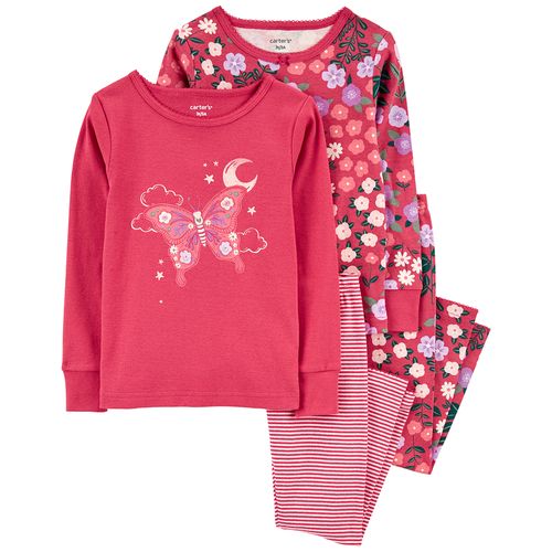 Carter's Set 4 Piezas Pijama 100% Algodón Mariposas