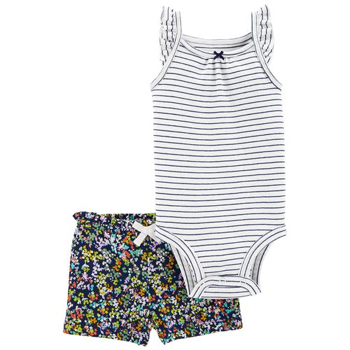Carter´s Set 2 Piezas Body Musculosa Short Rayas Flores