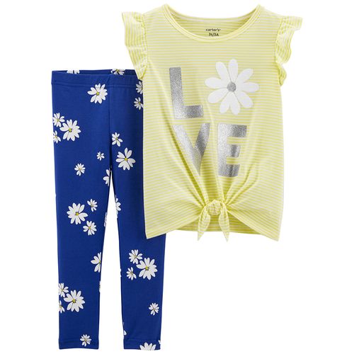 Carter´s Set 2 Piezas Remera Mangas Cortas Short Margaritas