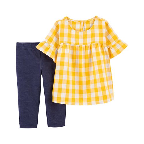 Carter´s Set 2 Piezas Remera Mangas Cortas Pantalon Cuadrille Amarillo