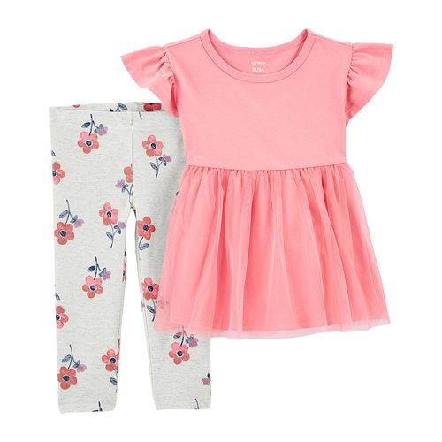Carter´s Set 2 Piezas Remera Mangas Cortas Pantalon Floral
