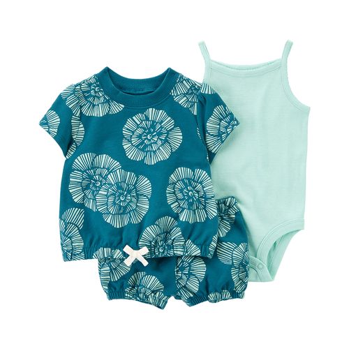 Carter´s Set 3 Piezas Remera Mangas Cortas Body Musculosa Short Florales