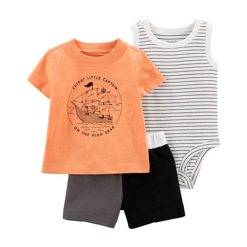Carter´s Set 3 Piezas Remera Mangas Cortas Body Musculosa Short Barco