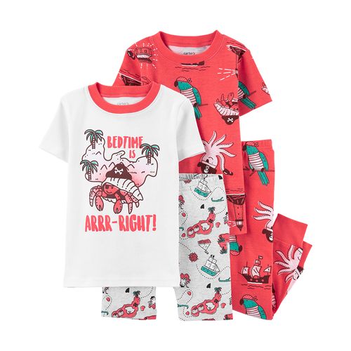 Carter´s Set 4 Piezas Pijama Algodon Mangas Cortas Piratas
