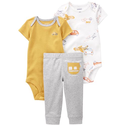 Carter´s Set 3 Piezas Bodies Mangas Cortas Pantalon Helicoptero