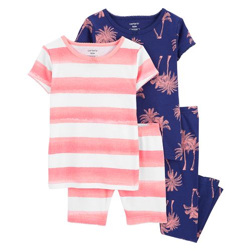 Carter´s Set 4 Piezas Pijama Algodon Mangas Cortas Palmeras