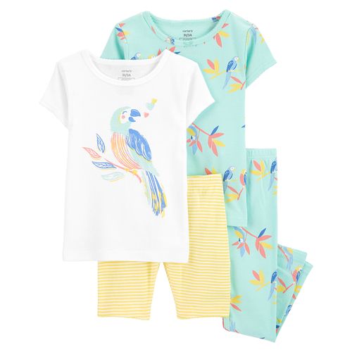 Carter´s Set 4 Piezas Pijama Algodon Mangas Cortas Loritos