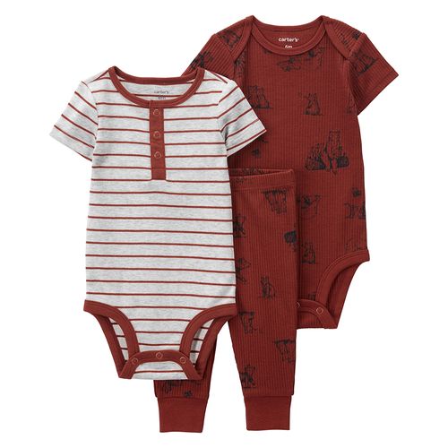 Carter´s Set 3 Piezas Bodies Mangas Cortas Pantalon Osos