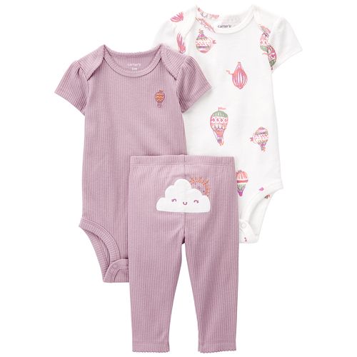 Carter´s Set 3 Piezas Bodies Mangas Cortas Pantalon Nube