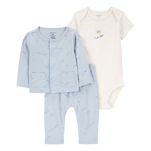 Carter´s Set 3 Piezas Body Mangas Cortas Cardigan Pantalon