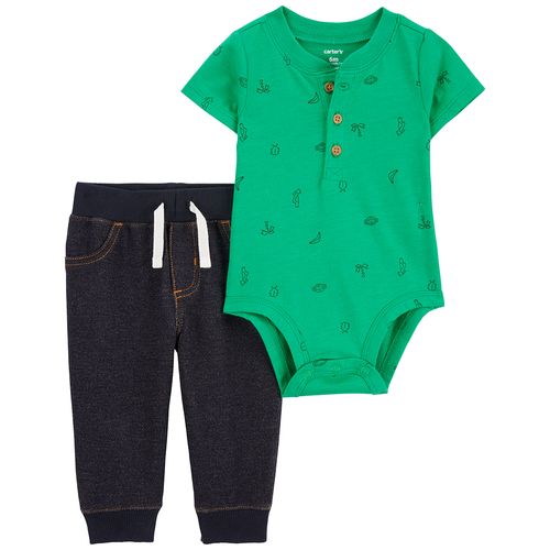 Carter´s Set 2 Piezas Body Mangas Cortas Pantalon Tropical