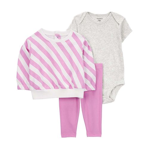 Carter´s Set 3 Piezas Body Mangas Cortas Buzo Pantalon Rayado