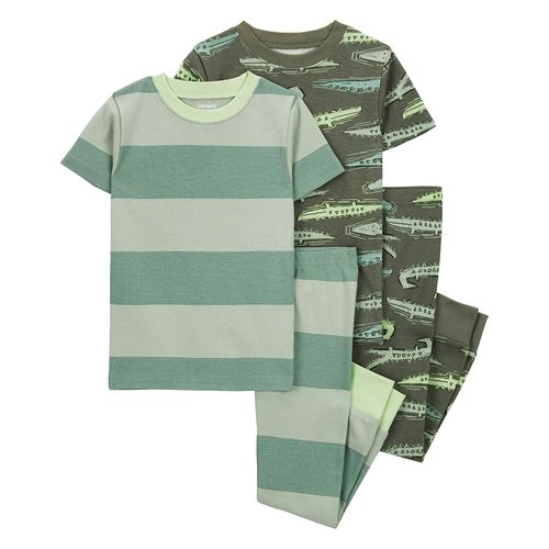 Carter´s Set 4 Piezas Pijama Algodon Mangas Cortas Cocodrilos