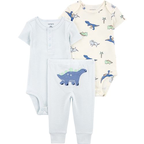Carter´s Set 3 Piezas Bodies Mangas Cortas Pantalon Dinosaruios
