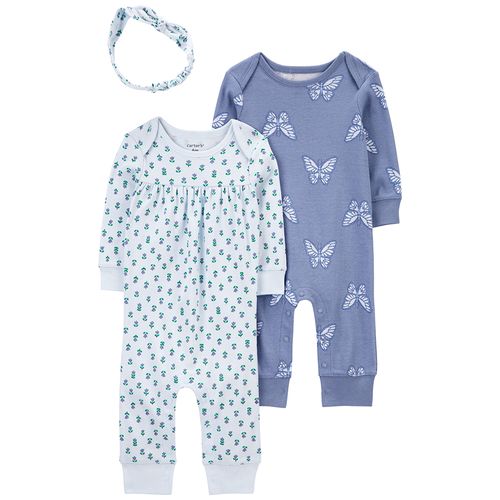 Carter´s Pack 3 Osito Pijama Vincha Floral Azul