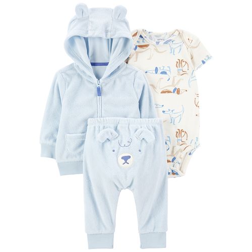Carter´s Set 3 Piezas Body Mangas Cortas Cardigan Pantalon Perrito