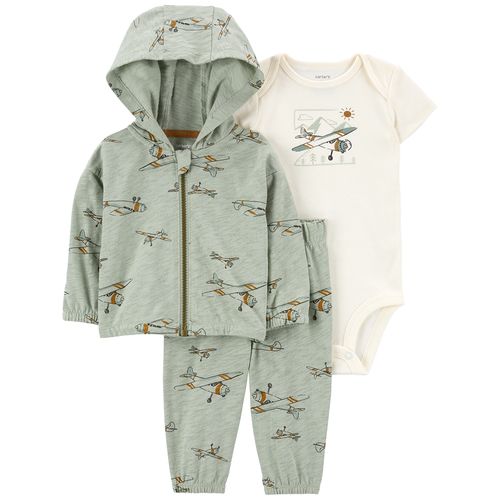 Carter´s Set 3 Piezas Body Mangas Cortas Cardigan Pantalon Aeroplano