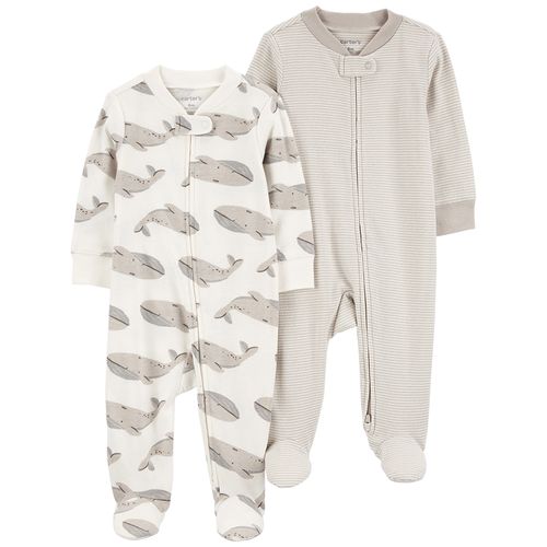 Carter´s Pack 2 Osito Pijama Algodon Cierre Ballena