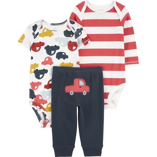 Carter´s Set 3 Piezas Body Mangas Cortas Body Mangas Largas Pantalon Autitos