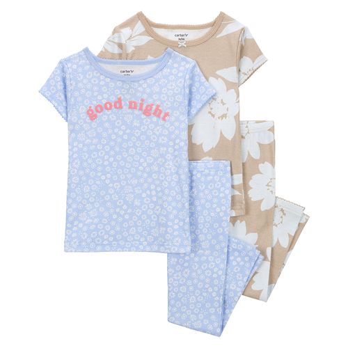 Carter´s Set 4 Piezas Pijama Algodon Mangas Cortas Floral