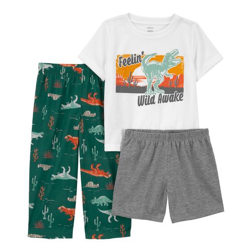 Carter´s Set 3 Piezas Pijama Algodon Mangas Cortas Dinosaurio