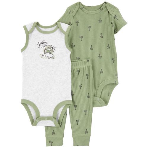 Carter´s Set 3 Piezas Bodies Mangas Cortas Pantalon Palmeras