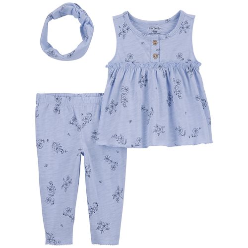 Carter´s Set 3 Piezas Remera Mangas Cortas Vincha Pantalon Floral