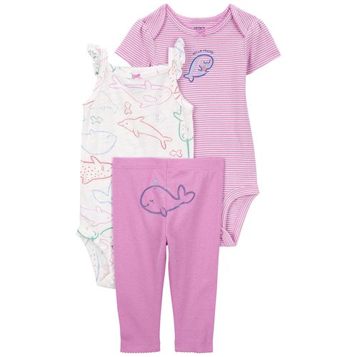 Carter´s Set 3 Piezas Bodies Mangas Corta Pantalon Ballena