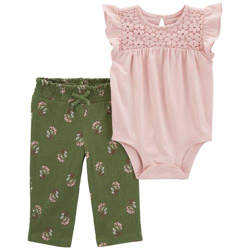 Carter´s Set 2 Piezas Body Mangas Cortas Volados Pantalon