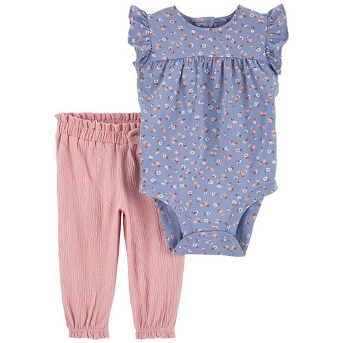 Carter´s Set 2 Piezas Body Mangas Cortas Volados Pantalon